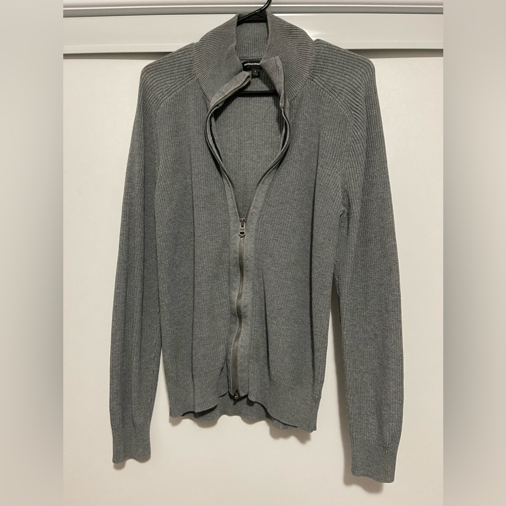 Express Gray Open Zip Sweater